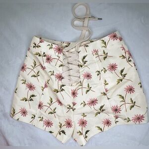 REDValentino Floral Daisy Faille Shorts Lace-Up Back IT 38 US 2/4